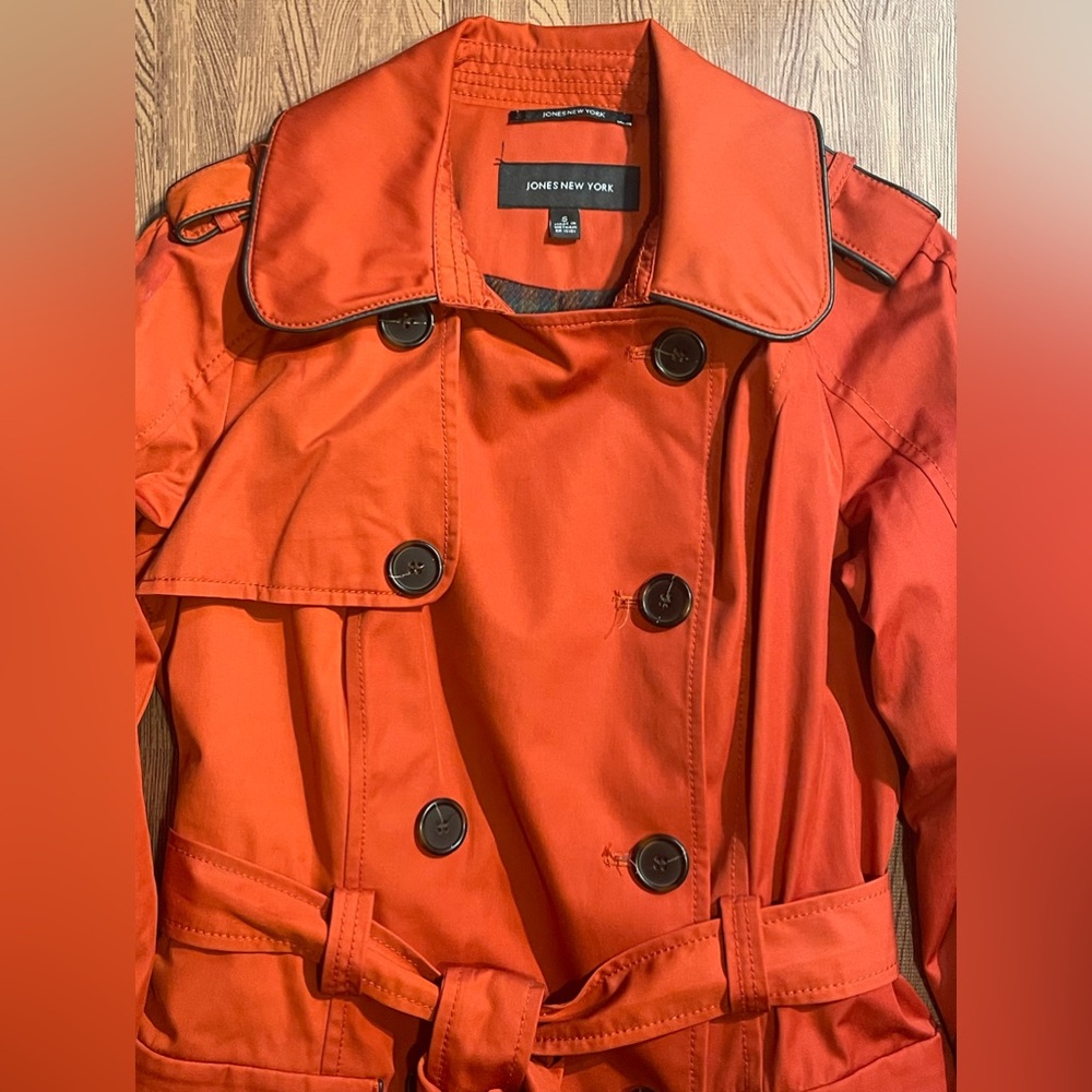 Jones New York burnt orange Trench Coat *Excellent Cond* Sz. S - Picture 2 of 10
